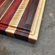 Load image into Gallery viewer, Cutting Board - Curly Maple, Paduak, Walnut