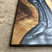 Load image into Gallery viewer, Epoxy Serving Tray - Gunmetal Grey & Walnut