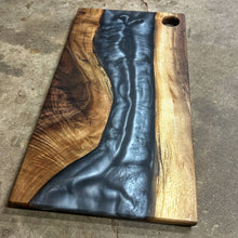 Load image into Gallery viewer, Epoxy Serving Tray - Gunmetal Grey &amp; Walnut
