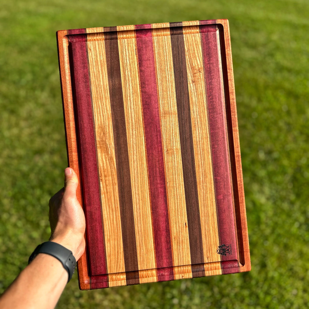 Cutting Board - Makore, Purple Heart, Walnut, Ash