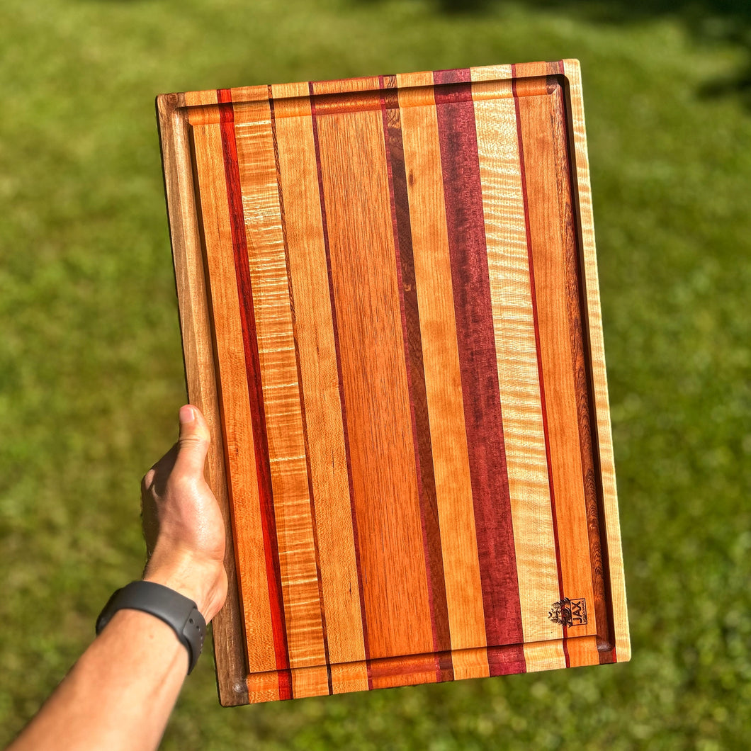 Cutting Board - Walnut, Cherry, Paduak, Curly Maple, African Mahogany, Sapele, Purpleheart