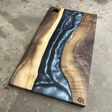 Load image into Gallery viewer, Epoxy Serving Tray - Gunmetal Grey &amp; Walnut
