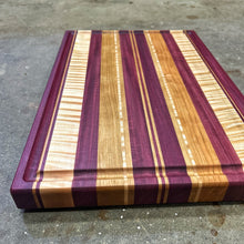 Load image into Gallery viewer, Cutting Board - Purple Heart, Curly Maple, Cherry
